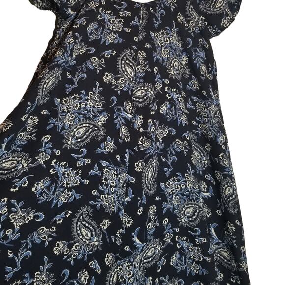 Abercrombie and Fitch Dress Size XS Cold Shoulder Floral Blue Casual Shift - Picture 5 of 7
